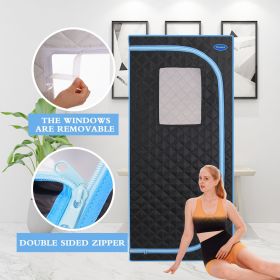 Portable Plus Type Full Size Far Infrared Sauna tent. Spa;  Detox ; Therapy and Relaxation at home.Larger Space; Stainless Steel Pipes Connector (Color: Black)