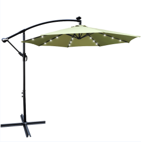 W65642335  Outdoor Dew Table Lamp Solar Umbrella 10 ft Solar Light Umbrella LED Lighting Umbrella 8 rib umbrella crank / Cross Base Lemon Green S (W65642335: W65642335)