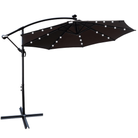 W65627956  Outdoor exposed table lamp Solar umbrella 10 feet Solar lamp umbrella LED lighting umbrella 8 rib umbrella crank / cross base Burgundy (W65627956: W65627957)