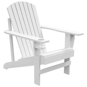 Outsunny Wooden Adirondack Chair, Outdoor Patio Lawn Chair with Cup Holder, Weather Resistant Lawn Furniture, Classic Lounge for Deck, Garden (Color: milky white)