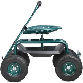 VEVOR Garden Cart Rolling Workseat with Wheels, Gardening Stool for Planting, 360 Degree Swivel Seat (Color: Green)