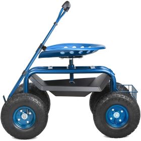 VEVOR Garden Cart Rolling Workseat with Wheels, Gardening Stool for Planting, 360 Degree Swivel Seat (Color: Blue)