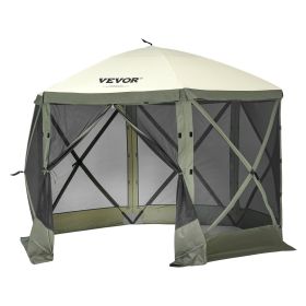 VEVOR Pop Up Gazebo Tent, Pop-Up Screen Tent 6 Sided Canopy Sun Shelter with 6 Removable Privacy Wind Cloths & Mesh Windows (Item Size: 10 x 10 ft, Color: Military Green)