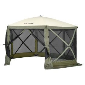 VEVOR Pop Up Gazebo Tent, Pop-Up Screen Tent 6 Sided Canopy Sun Shelter with 6 Removable Privacy Wind Cloths & Mesh Windows (Item Size: 12 x 12 ft, Color: Military Green)