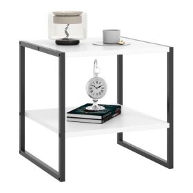 Side Coffee Table with Storage Shelf for Indoor & Outdoor (Type: Side Table, Color: White)