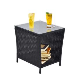 Side Coffee Table with Storage Shelf for Indoor & Outdoor (Type: Side Table, Color: Black)