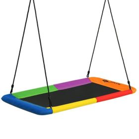 60 Inches Platform Tree Swing Outdoor with  2 Hanging Straps (Color: Multicolor)