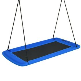 60 Inches Platform Tree Swing Outdoor with  2 Hanging Straps (Color: Blue)