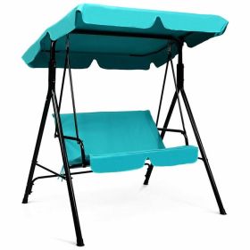 2 Person Weather Resistant Canopy Swing for Porch Garden Backyard Lawn (Color: Blue)