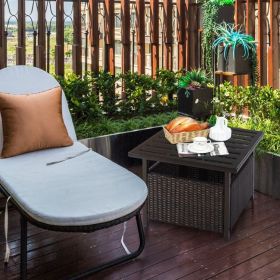 Outdoor Patio Rattan Wicker Steel Side Deck Table (Color: Brown)