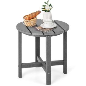 18 Inch Round Weather-Resistant Adirondack Side Table (Color: Gray)