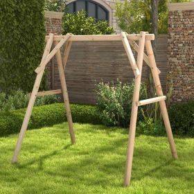 Heavy Duty Wooden Swing Frame with Reinforced Bars (Color: Natural)