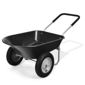 2 Tire Heavy-duty Dolly Utility Cart Wheelbarrow Garden Cart (Color: Black)