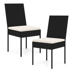 PE Wicker Patio Chairs Set of 2/4 with Cushions for Porch Deck Garden and Backyard (size: 2 Pieces)