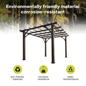 12' x 10' Outdoor Pergola, Wood Grape Gazebo for Climbing Plant Support, Garden, Patio, Backyard, Deck, Brown (Color: Brown)