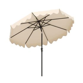 Outdoor 9 Feet Patio Umbrella with Crank Handle and Push Button Tilt (Type: Outdoor Umbrellas, Color: Beige)