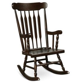 Rocking Chair with Solid Wooden Frame for Garden and Patio (Color: Brown)