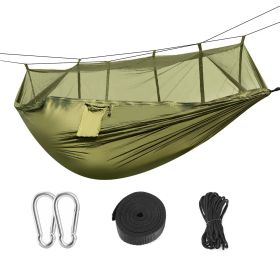 Camping Hammock with Mosquito Net, Portable Double Hammock Tent Load Two People with 2 Straps, Best for Outdoor Garden Hiking Travel (Color: ArmyGreen)