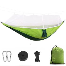 Camping Hammock with Mosquito Net, Portable Double Hammock Tent Load Two People with 2 Straps, Best for Outdoor Garden Hiking Travel (Color: DoubleGreen)