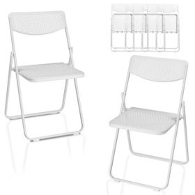 6 Pack Plastic Folding Chairs, Lightweight Stackable Commercial Chairs, Portable Event Seats Indoor Outdoor for Home Event Party Picnic School Wedding (Color: as picture)