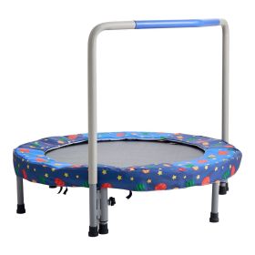 36" Trampoline for Kids Foldable Mini Toddler Trampoline Indoor Outdoor (Color: Blue + Pattern, size: 36 inch)