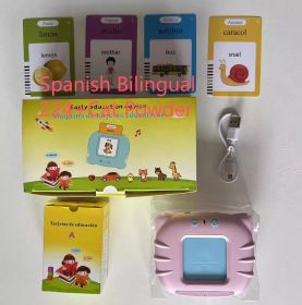 Children's Enlightening Early Education Smart Pure English Card (Option: Spanish Bilingual pink-1PC)