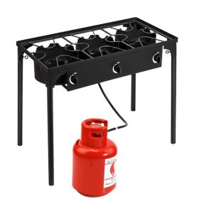 Rectangular Three Eyed Four Legged Gas Burner (Color: Black)