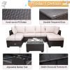 7 Pieces Outdoor Patio Sectional Sofa Couch, Silver Gray PE Wicker Furniture Conversation Sets with Washable Cushions & Glass Coffee Table for Garden