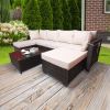 7 Pieces Outdoor Patio Sectional Sofa Couch, Silver Gray PE Wicker Furniture Conversation Sets with Washable Cushions & Glass Coffee Table for Garden