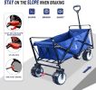 Collapsible Heavy Duty Beach Wagon Cart Outdoor Folding Utility Camping Garden Beach Cart with Universal Wheels Adjustable Handle Shopping