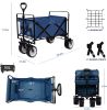 Collapsible Heavy Duty Beach Wagon Cart Outdoor Folding Utility Camping Garden Beach Cart with Universal Wheels Adjustable Handle Shopping