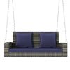 2-Person Wicker Hanging Porch Swing with Chains; Cushion; Pillow; Rattan Swing Bench for Garden; Backyard; Pond